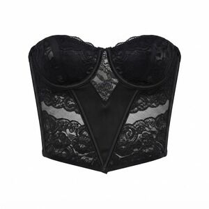 Christian Dior Intimates Vintage Black Lace Corset Bustier Top 34C USA - WD